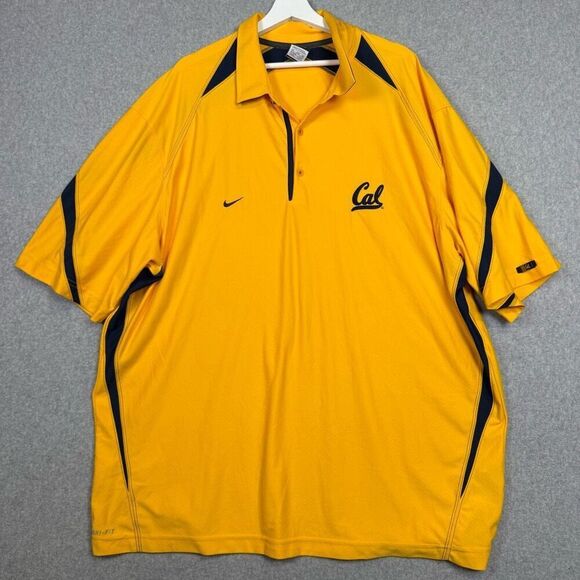 Vintage Nike Dri Fit University of California Yellow Men’s 3XL XXXL Polo Shirt - Picture 1 of 9